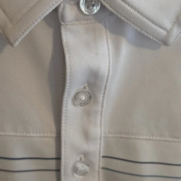 Travis Mathew Polo Medium Grey White Colorblock C.C. Logo Performance Golf Shirt - Picture 4 of 8